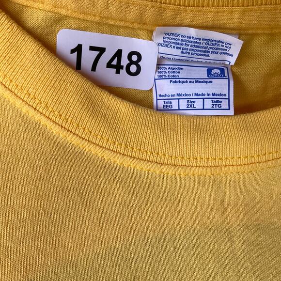 Yazbek Men Short Sleeve T-shirt size 2XL,Yellow,John Beer Puerto Vallarta Mexico - Picture 7 of 8